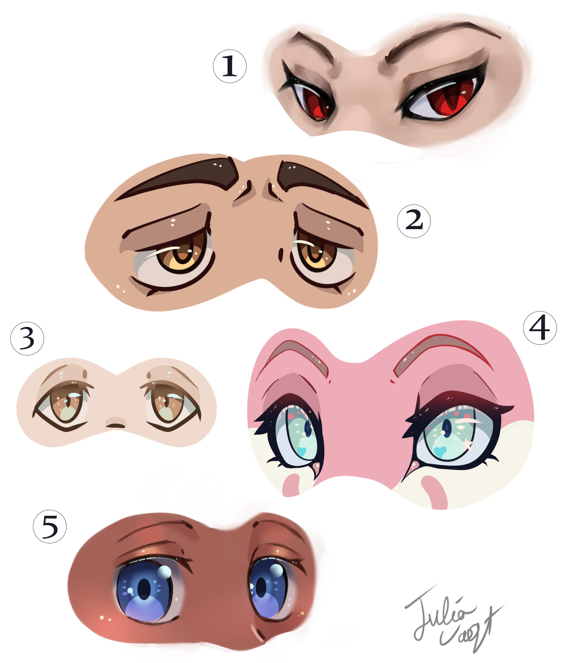 How To Draw Anime - Different Anime Eye Shapes. (Eye Reference)