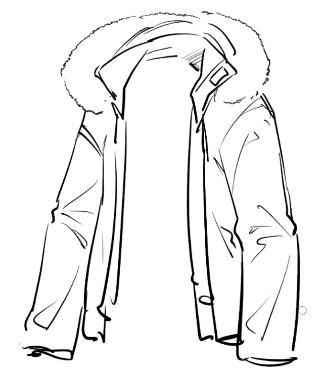 Sketch womens snow jacket with hood Royalty Free Vector