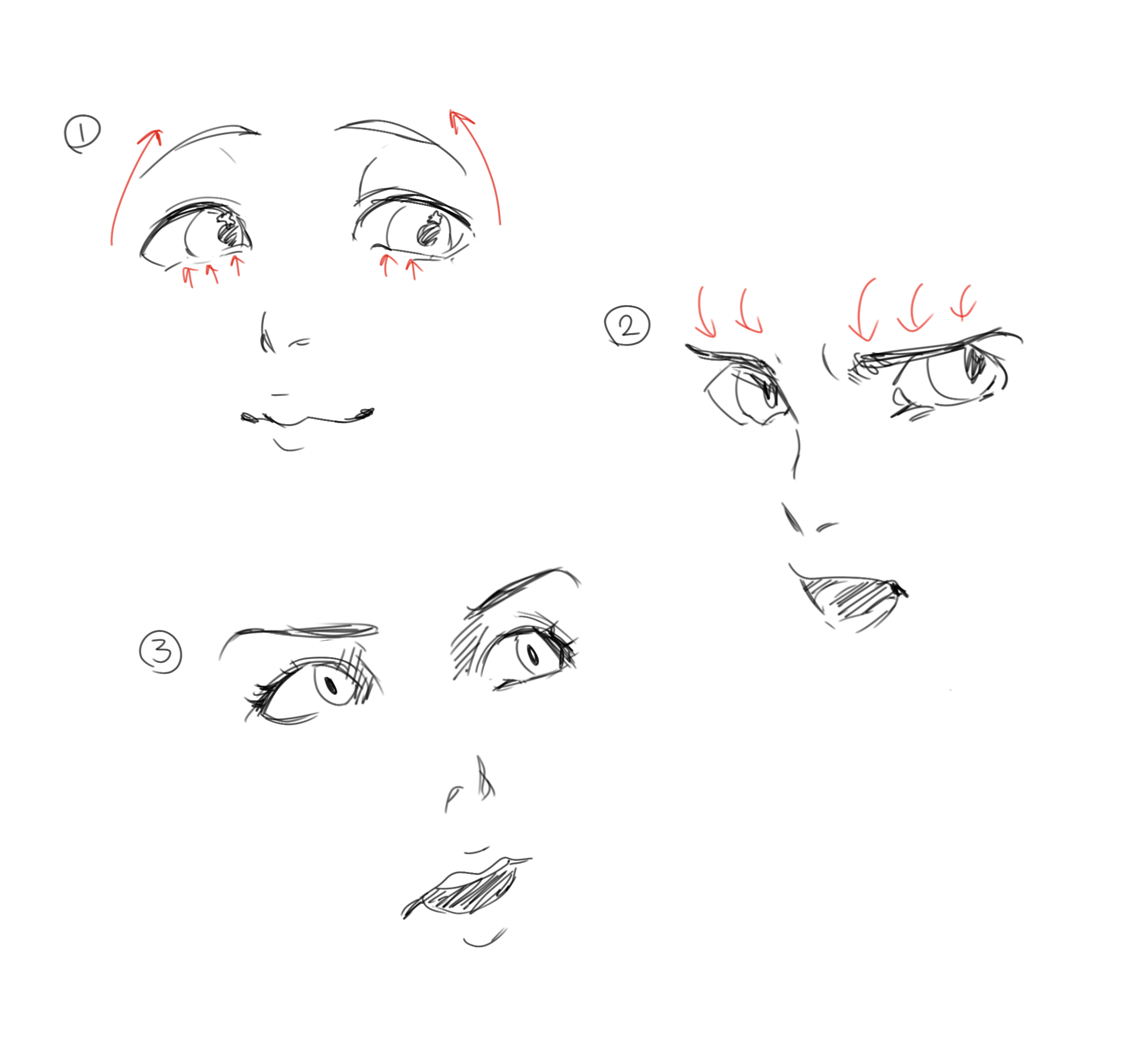 Anime Sketching ( facial expressions)