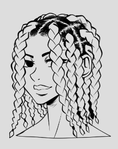 curly afro hair drawing