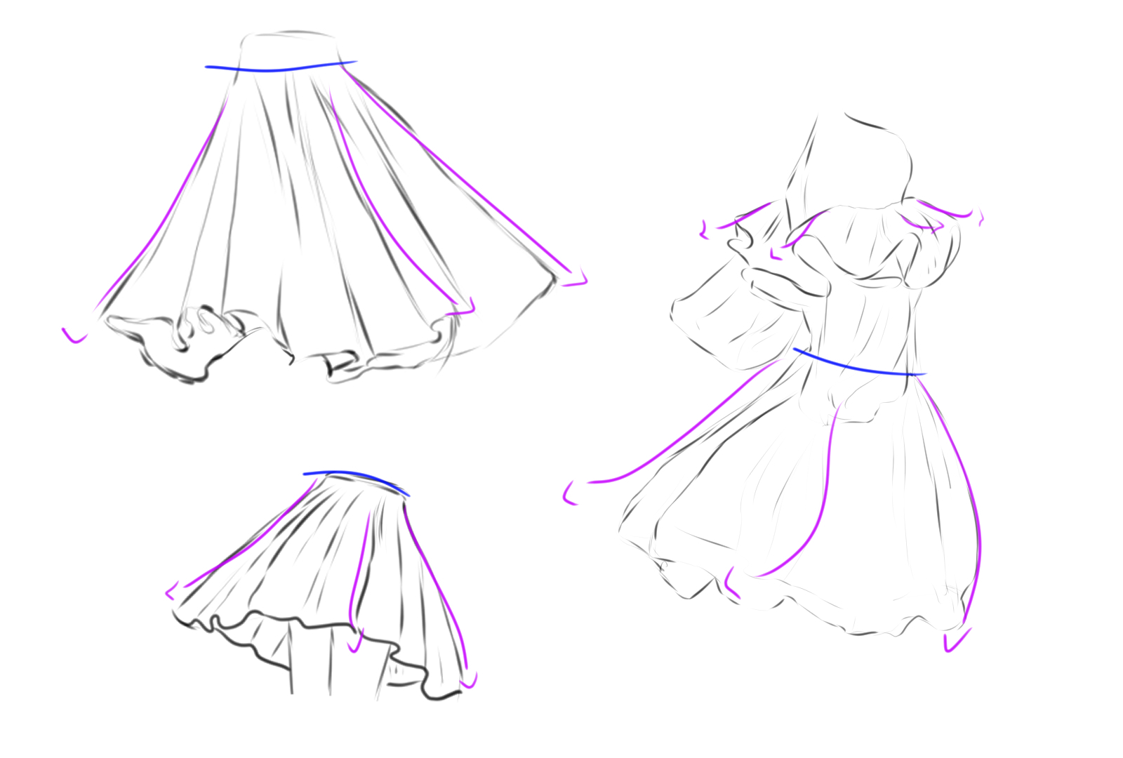 How to draw ruffles on a skirt hotsell