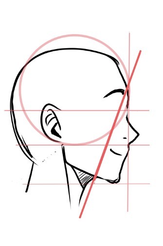 how to draw a anime face side view