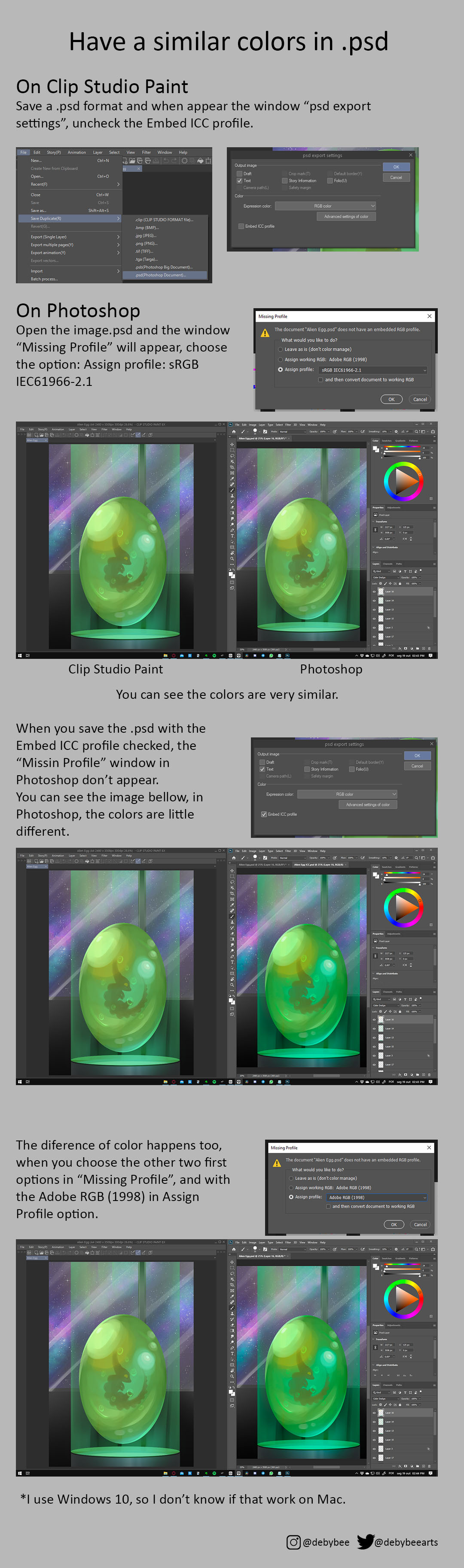 Clip Studio To Photoshop With Similar Colors Between Software 1 By Debybee Clip Studio Tips