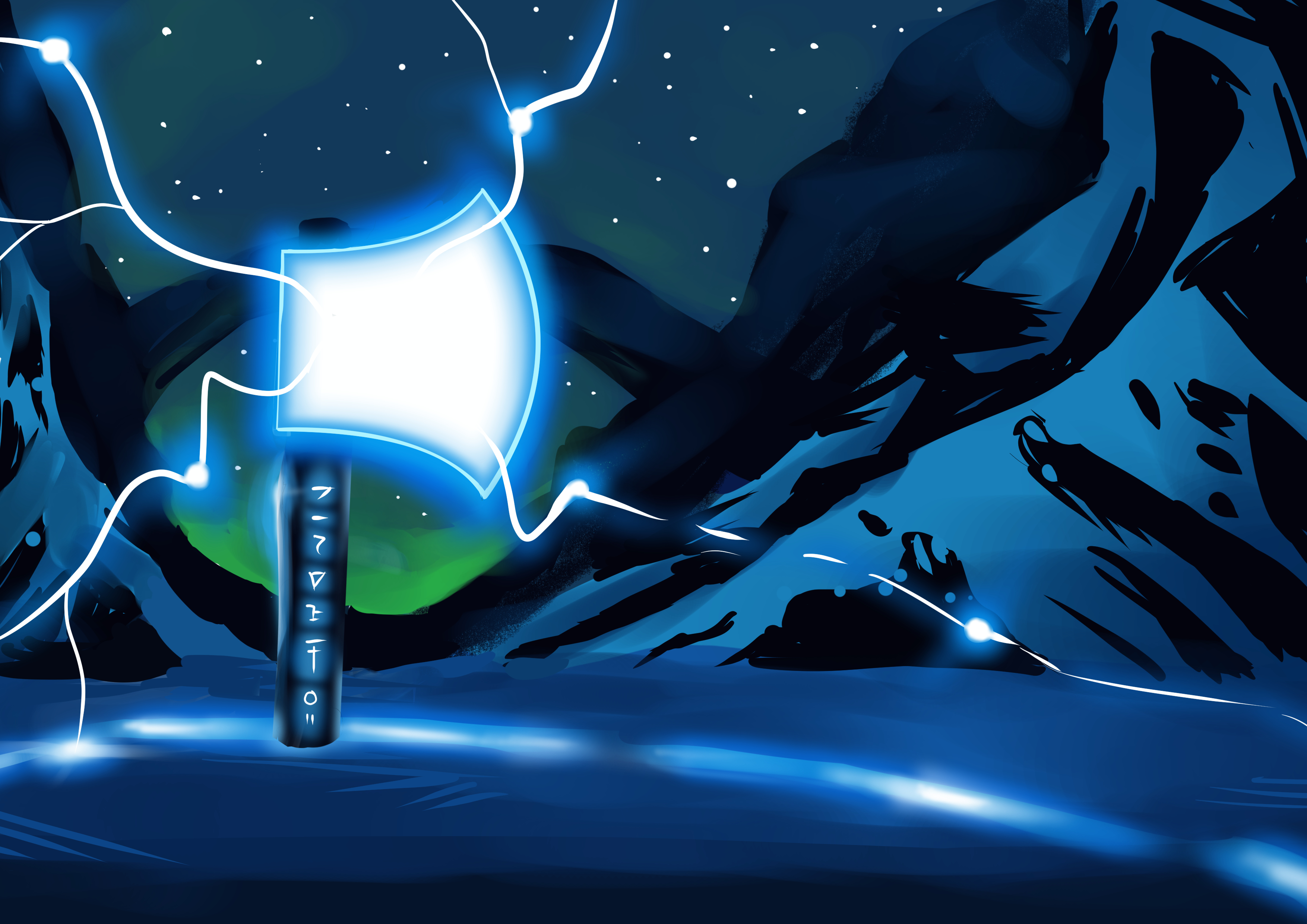 グロー斧 火花と寒い風景のチュートリアル By Felil Clip Studio Tips