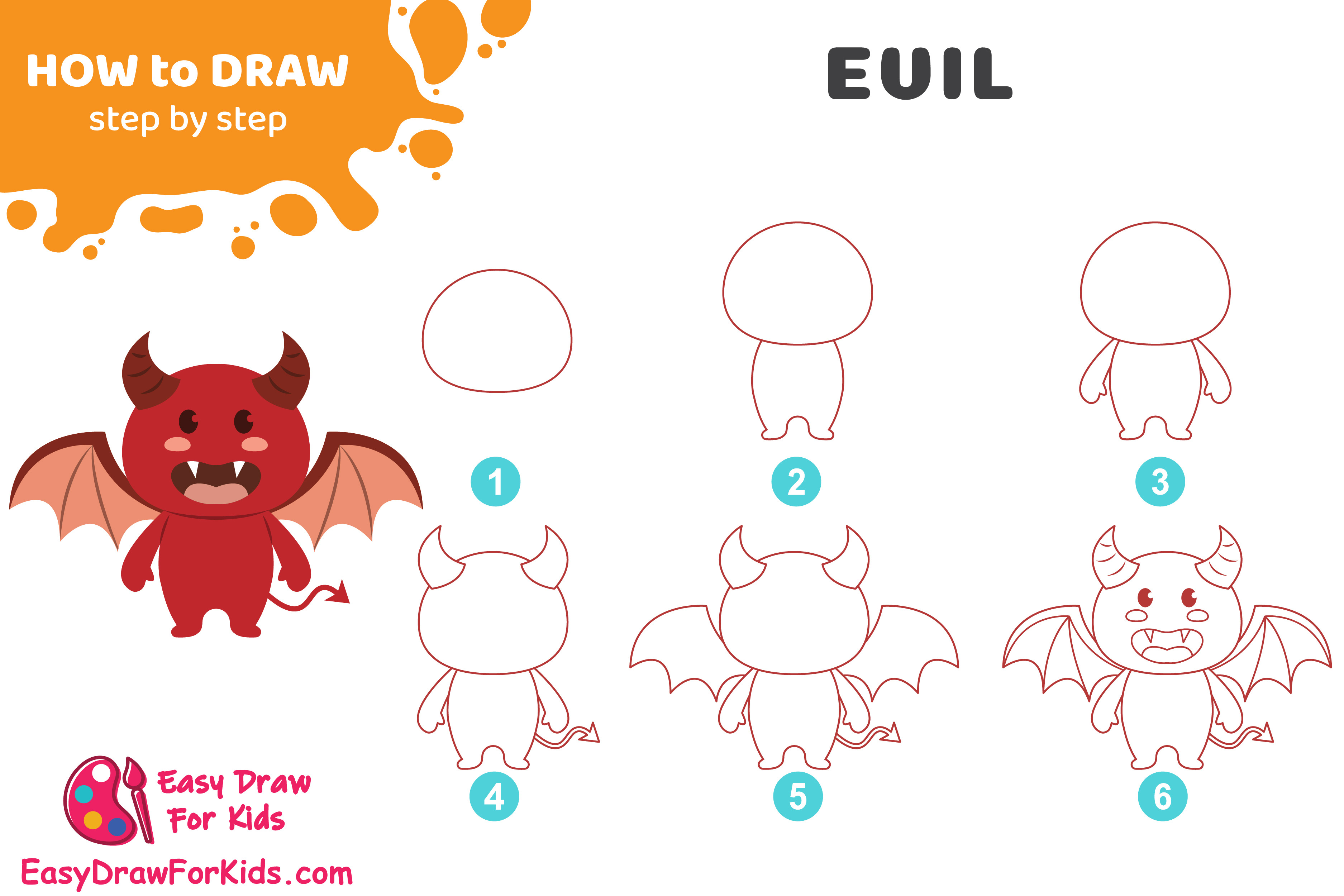 How to Draw a Cute Devil by Easydrawforkids - Make better art