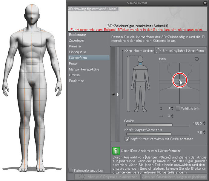 3d Steuerelemente 2 Verwenden Von 3d Zeichenfiguren Korperformen Anpassen Clip Studio Tips