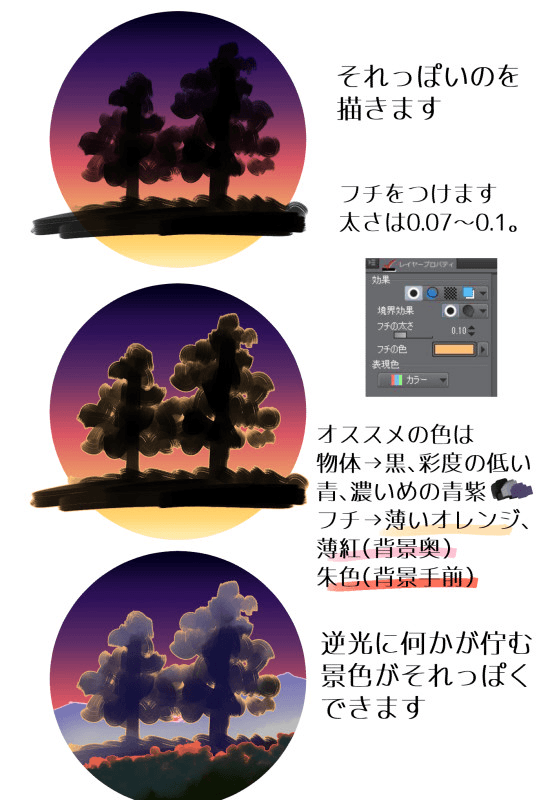 Faire Un Paysage Avec Un Temps Court Retro Eclairage Comme Ca Vue Eloignee Par こねり Clip Studio Tips