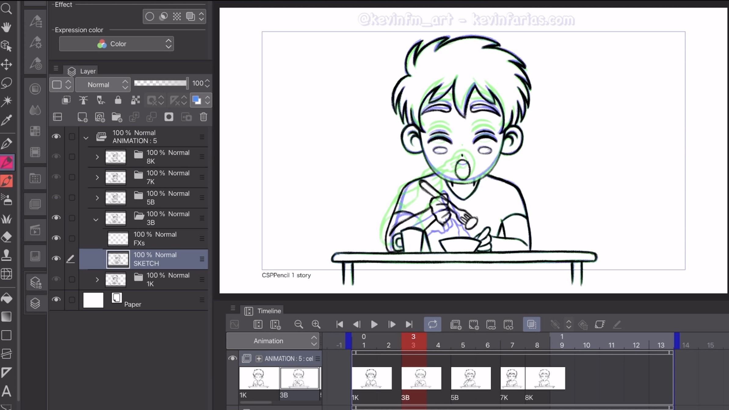価格応相談。オリジナル鉛筆イラスト、セル原画風動画付き CLIP STUDIO PAINTのグラファイトペンシル風アニメーション by