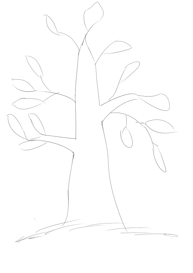 how to draw a tree without leaves