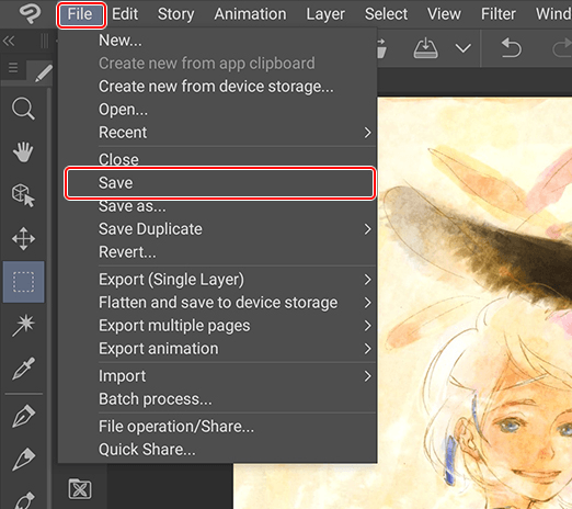 4. [Galaxy/Android/Chromebook] Saving and sharing works “[Tablet version]  Learn the basics of CLIP STUDIO PAINT #4” by ClipStudioOfficial - Make  better art | CLIP STUDIO TIPS