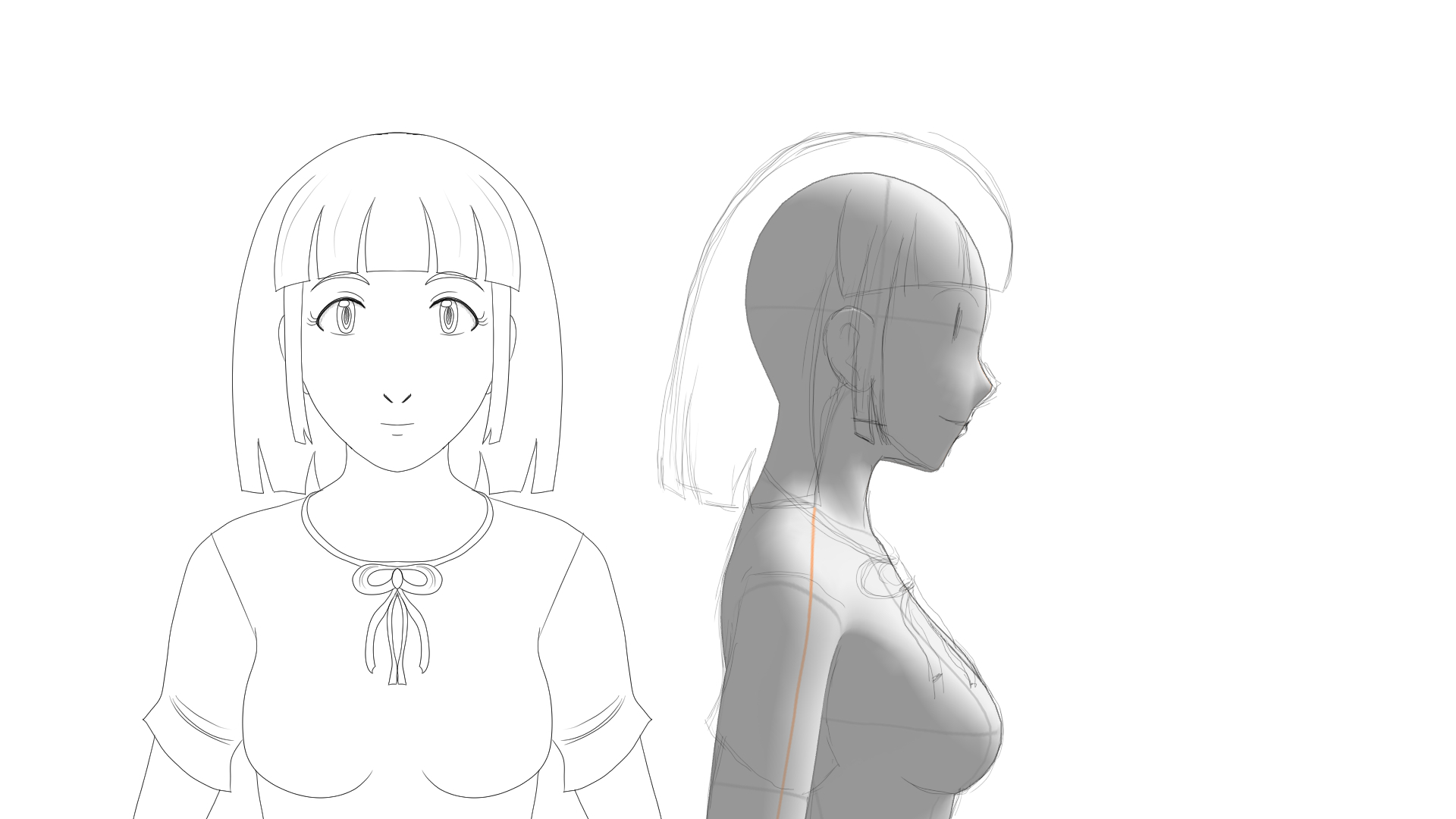 how to draw anime girl hair side view