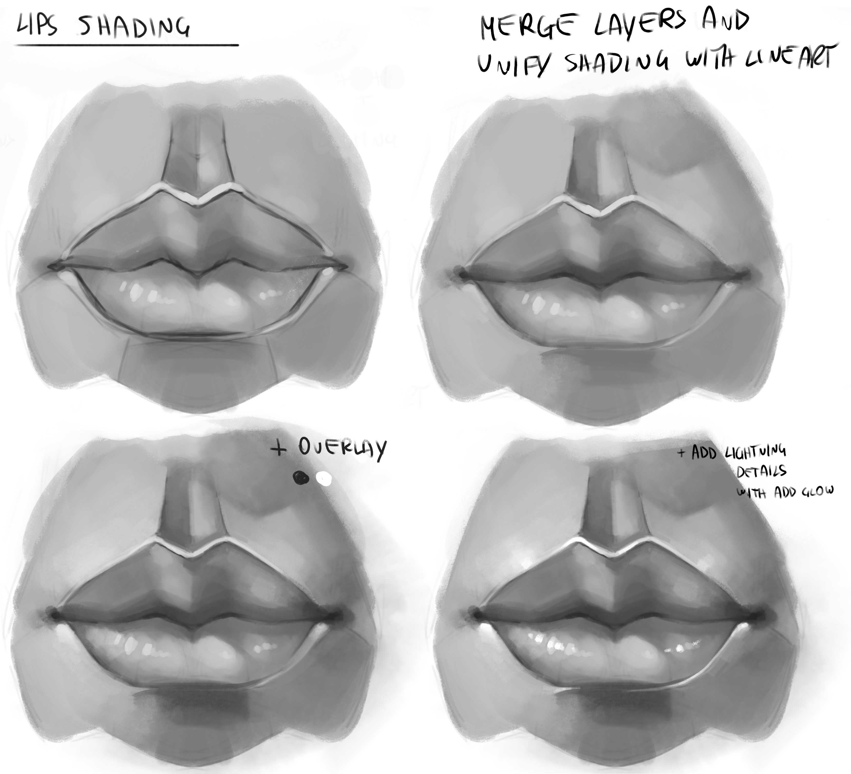 Clip Studio Paintを使用したモノクロの唇のチュートリアル By Akylha Clip Studio Tips