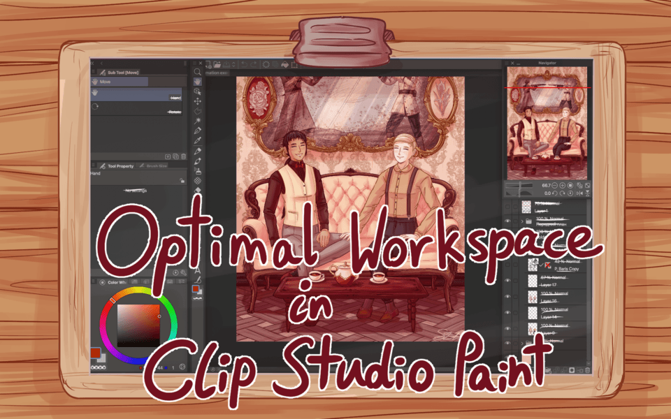 Optimising work space in Clip Studio Paint “Workspace 1” by