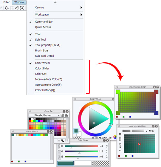 Tutustu 73+ imagen clip studio paint palette