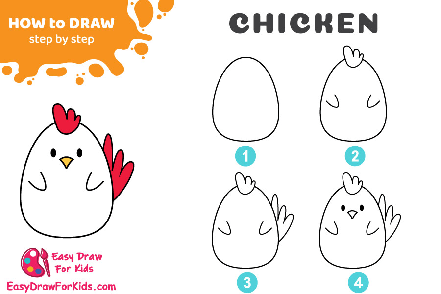 How To Draw A Chicken by Easydrawforkids - Make better art