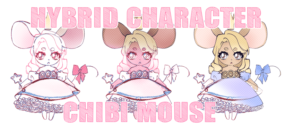 流体アート ネズミのキャラクターがモチーフアート！セットで！ 流体