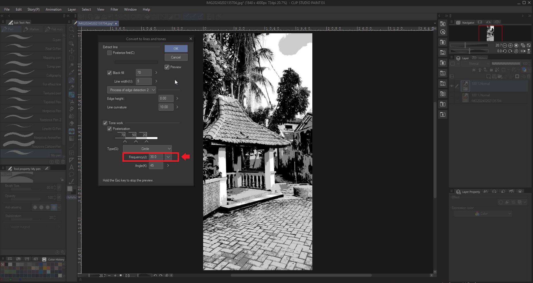 コミック背景　レリーフ加工 風景写真から漫画風の背景を作る方法 