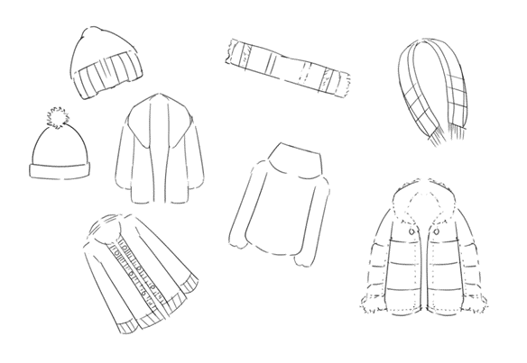 Drawing of winter clearance clothes