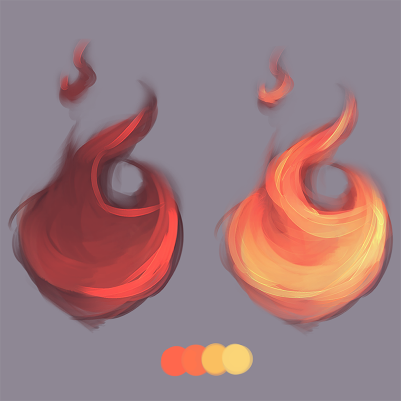 realistic fire drawing color