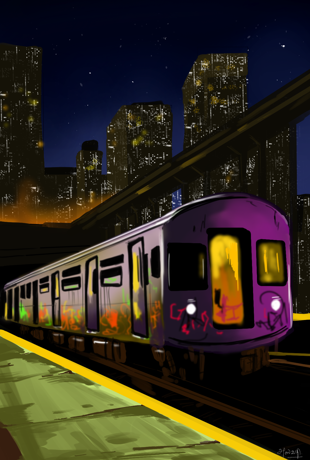 サイバーパンクの風景を描く by Ashi777 - お絵かきのコツ | CLIP