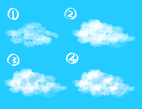 様々なツールを使って表情の違う雲を描く By Kawashita Clip Studio Tips