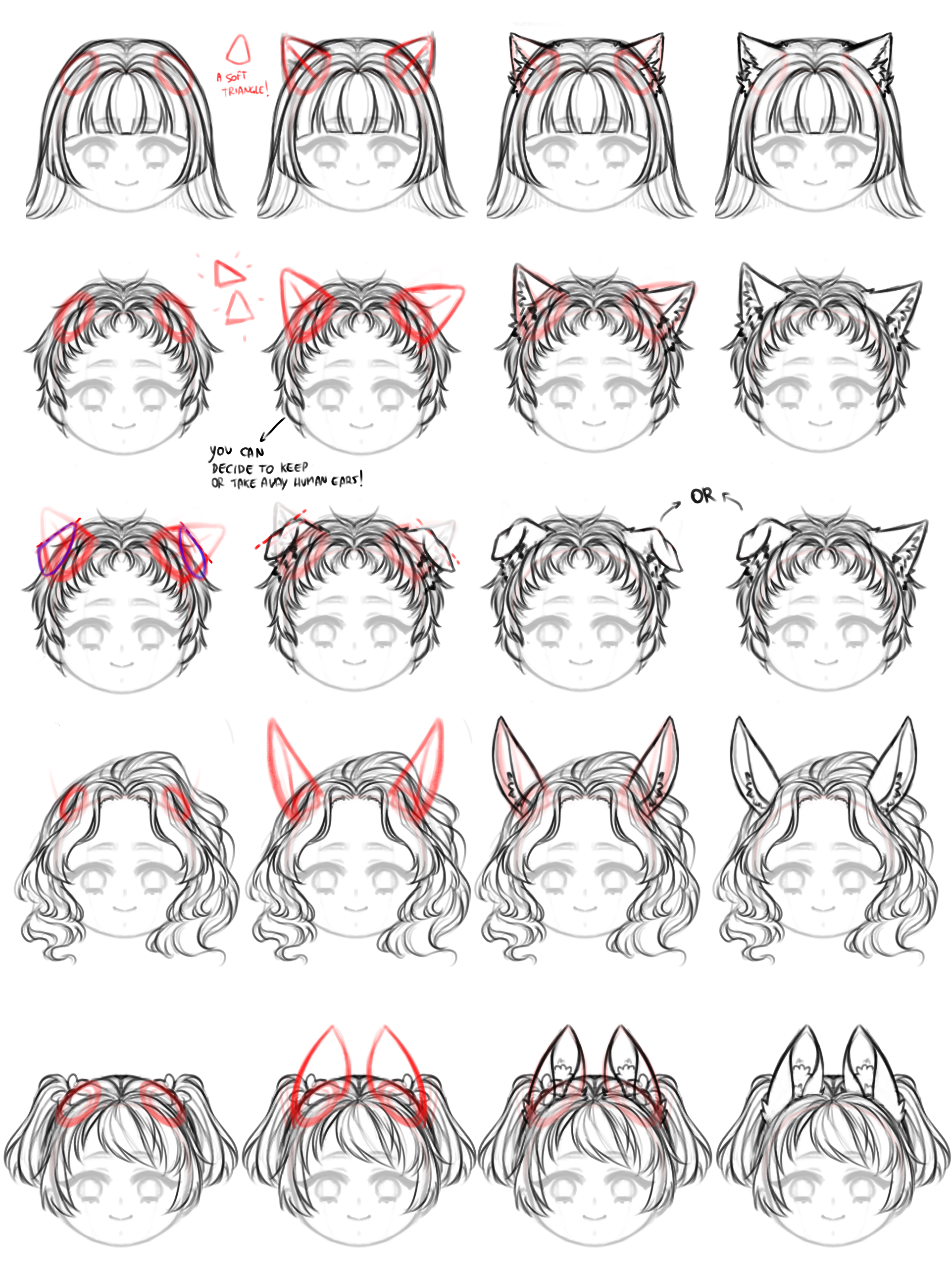 For Beginners】Illustrating Chibi-Character Faces!【Tips on drawing eyes and  hairs too!】