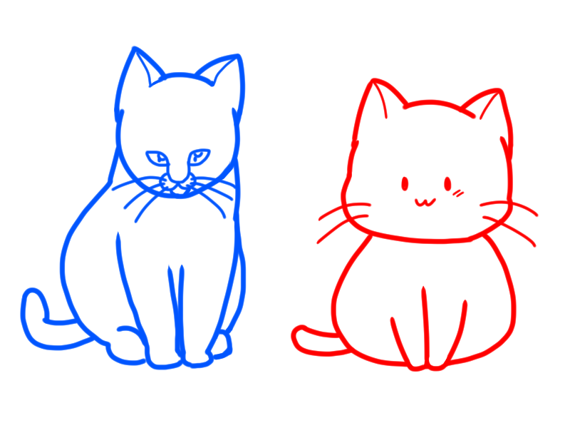 リアルな猫とゆるい猫の体の描き分け方 リアルな猫とゆるい猫の描き