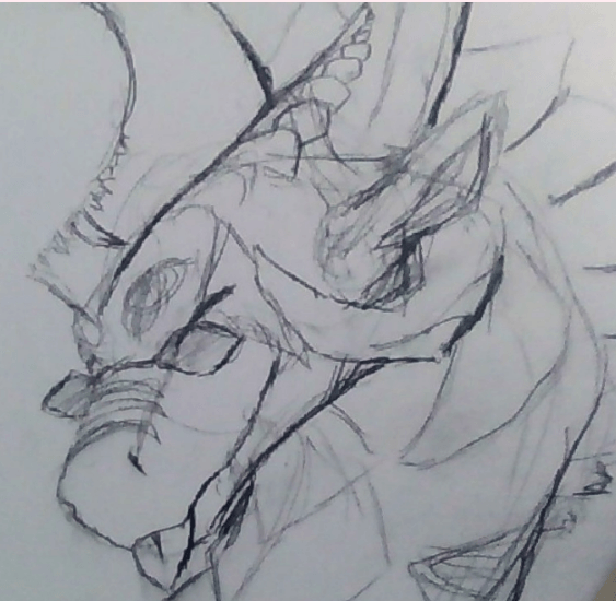 線画 ドラゴン 手描き B4