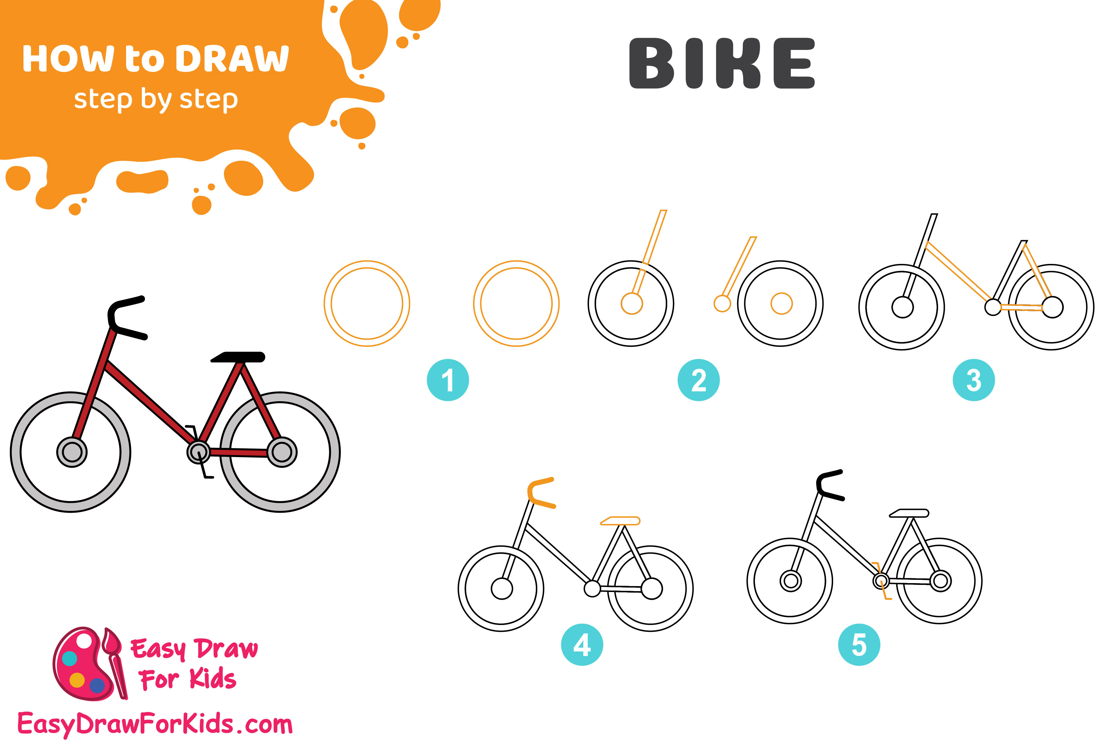 C mo dibujar una bicicleta por Easydrawforkids Tutoriales en