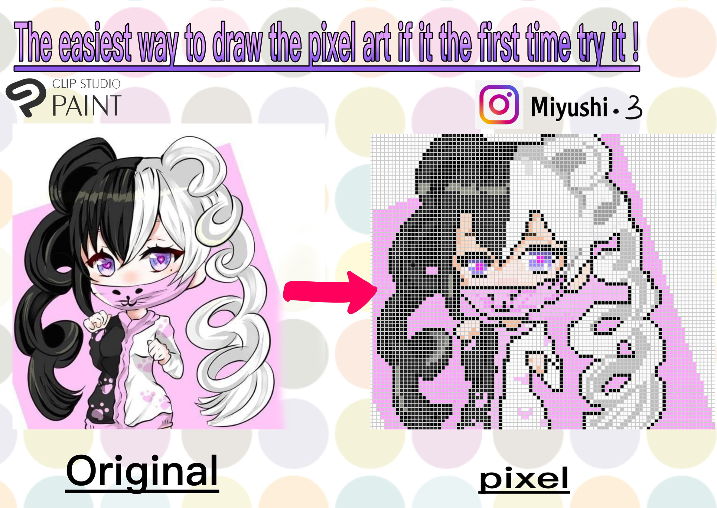 How to draw pixel Art in easiest way if it first time try it “Pixel Art #1”  by Miyushi - Make better art | CLIP STUDIO TIPS