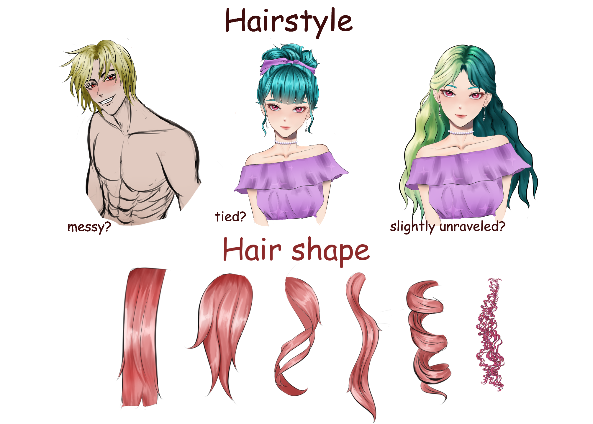 How to Paint Semi-Realistic ANIME HAIR on GUYS - Digital Art Tutorial  (MEDIBANG) 