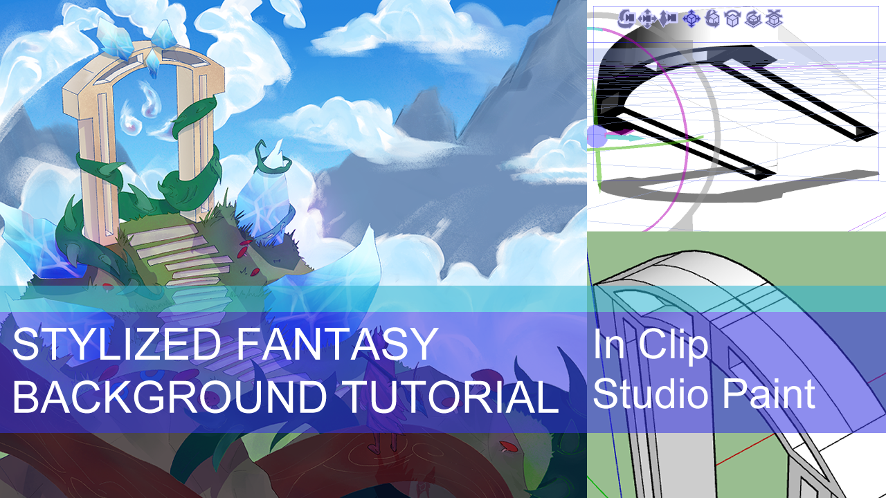 Part 1 Using 3d Objects For Your Fantasy Backgrounds Stylized Fantasy Backgrounds Tutorial 1 By Lusentsoul Clip Studio Tips