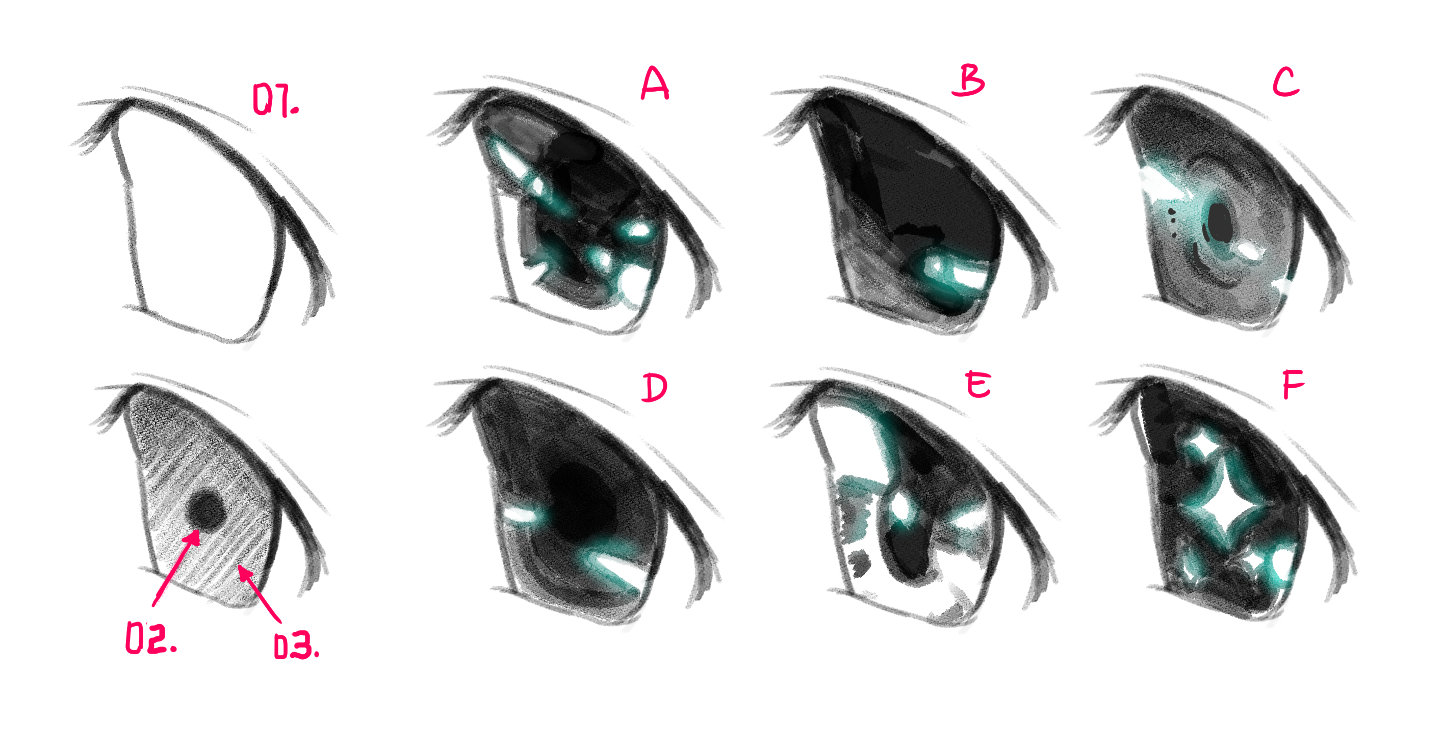 How to draw Anime eyes - 4 different styles [Voice-over Tutorial] 