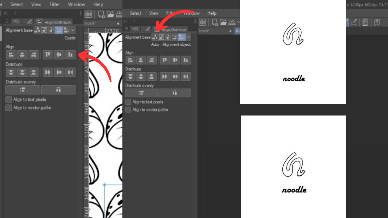 using the new feature align and distribute “features tip and 
