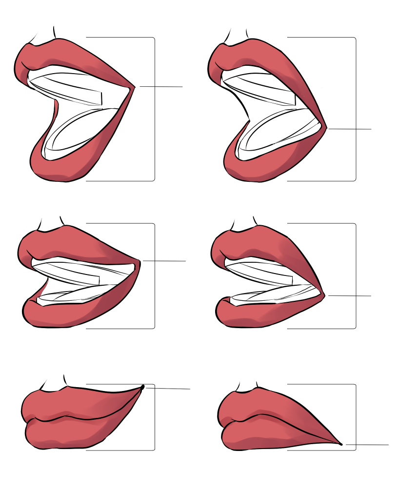 how to draw a open mouth step by step