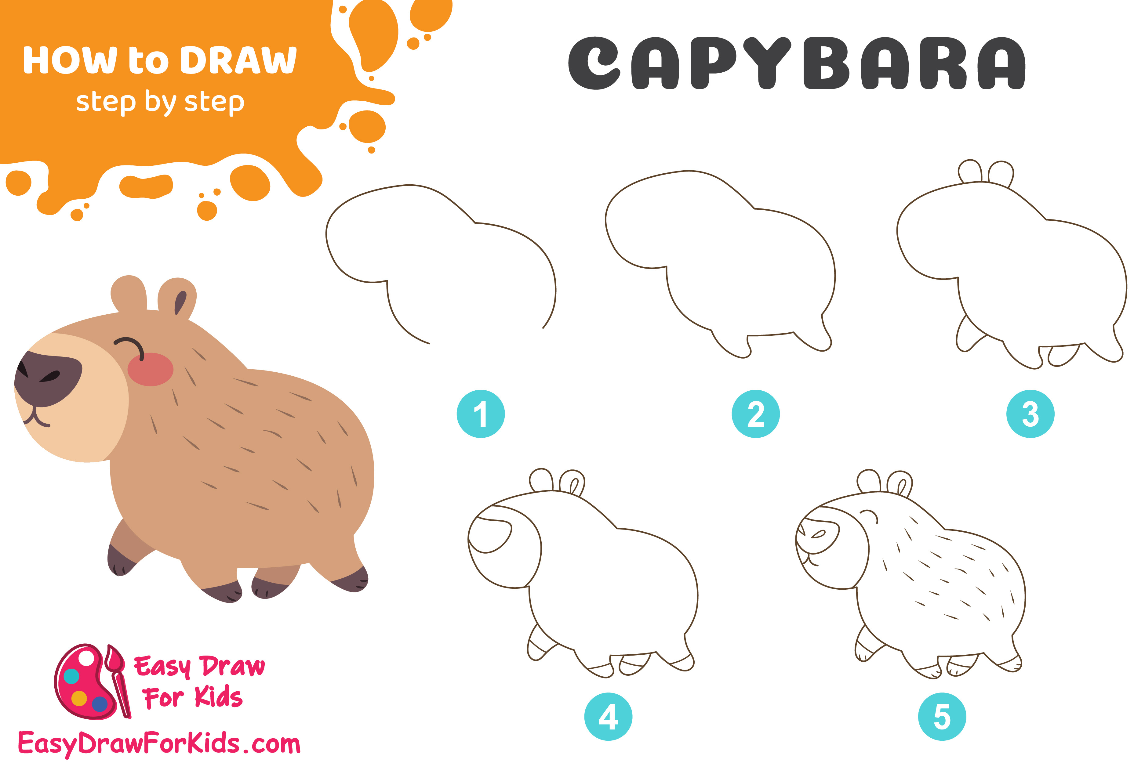 How to Draw a Capybara: A Step-by-Step Guide by Easydrawforkids - Make  better art