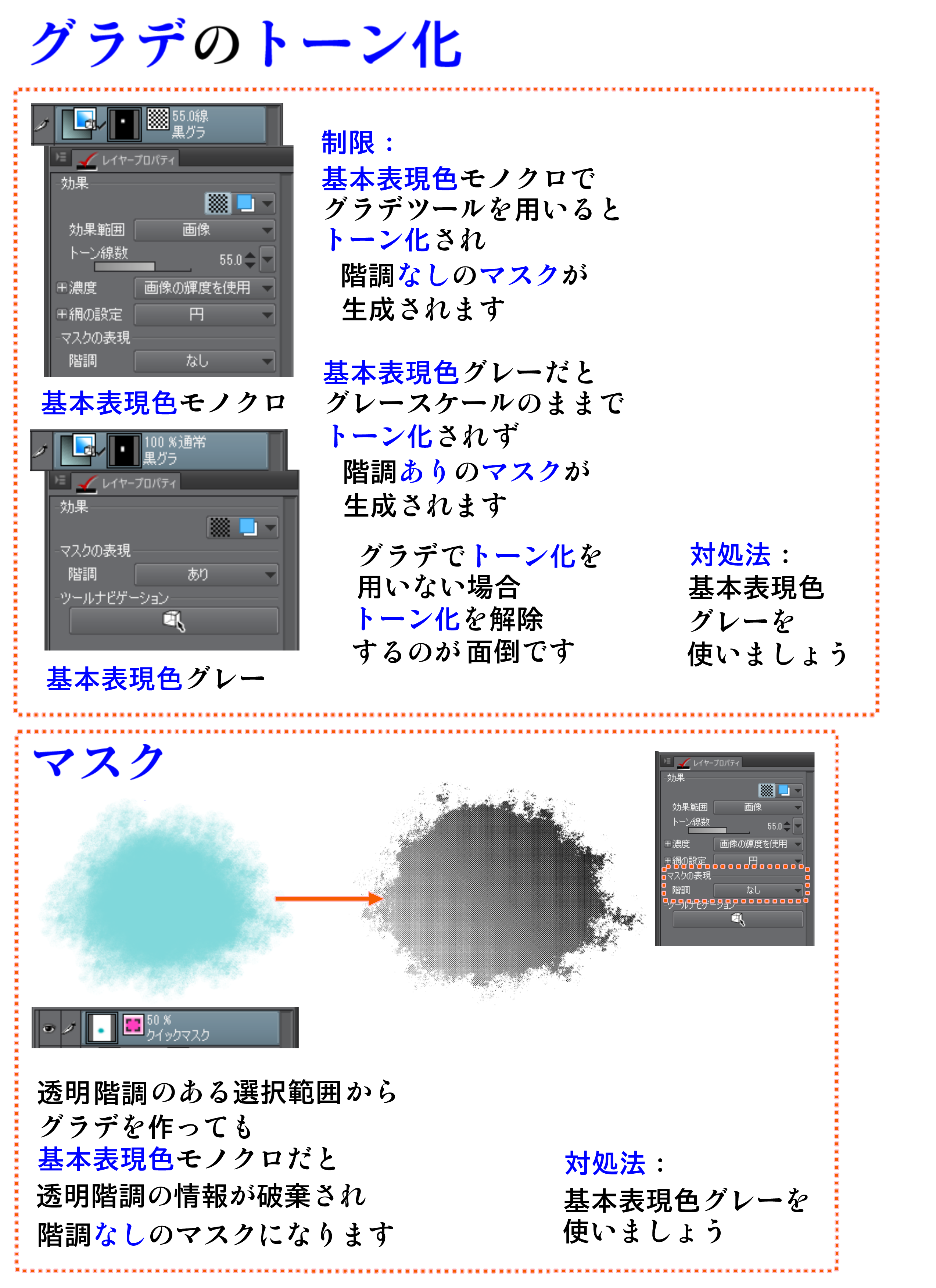 TIPS】 Restrictions due to differences in basic expression colors 