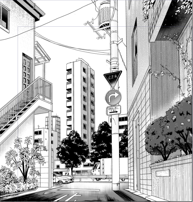 anime city backgrounds drawing