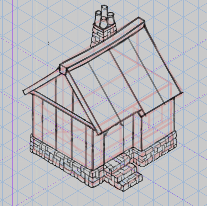 isometric house drawing