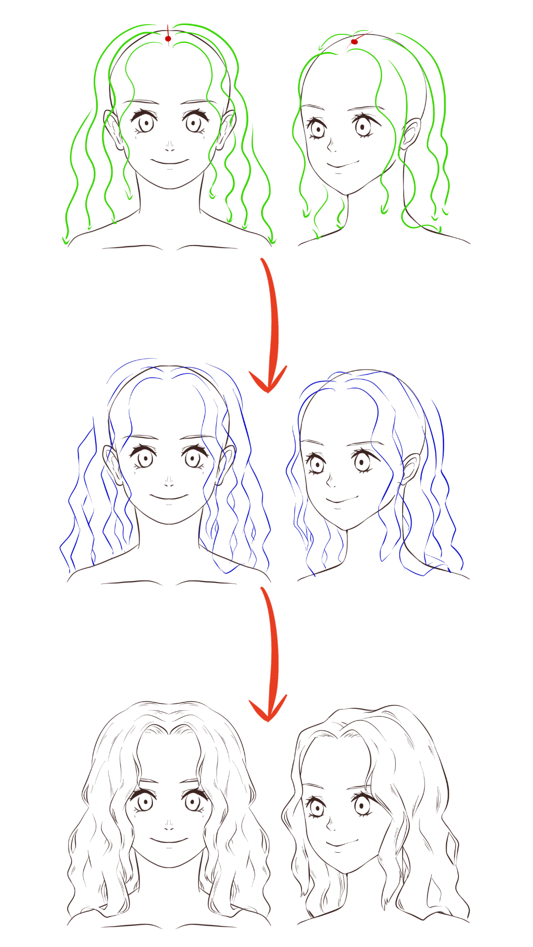 How to draw anime girl's hair (part-1) 