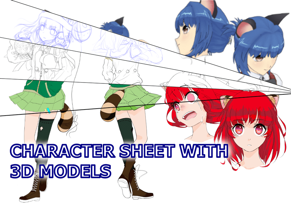 Make An Anime Character Sheet With A 3d Model By Sorasamaa Clip Studio Tips