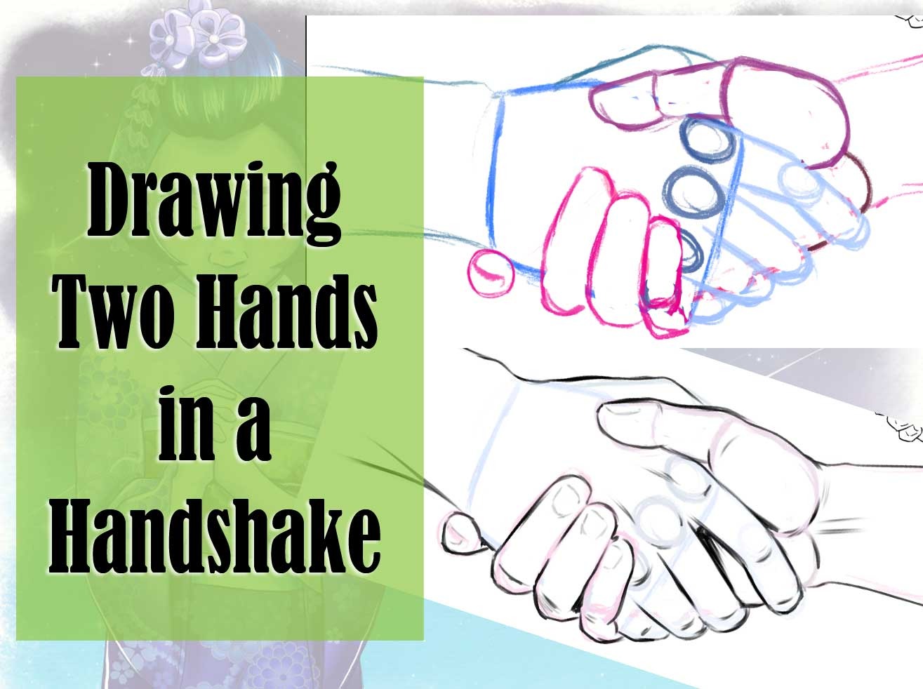 two holding hands drawing