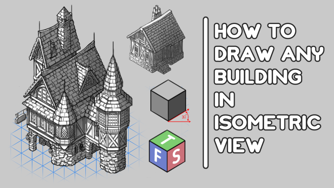 isometric house drawing