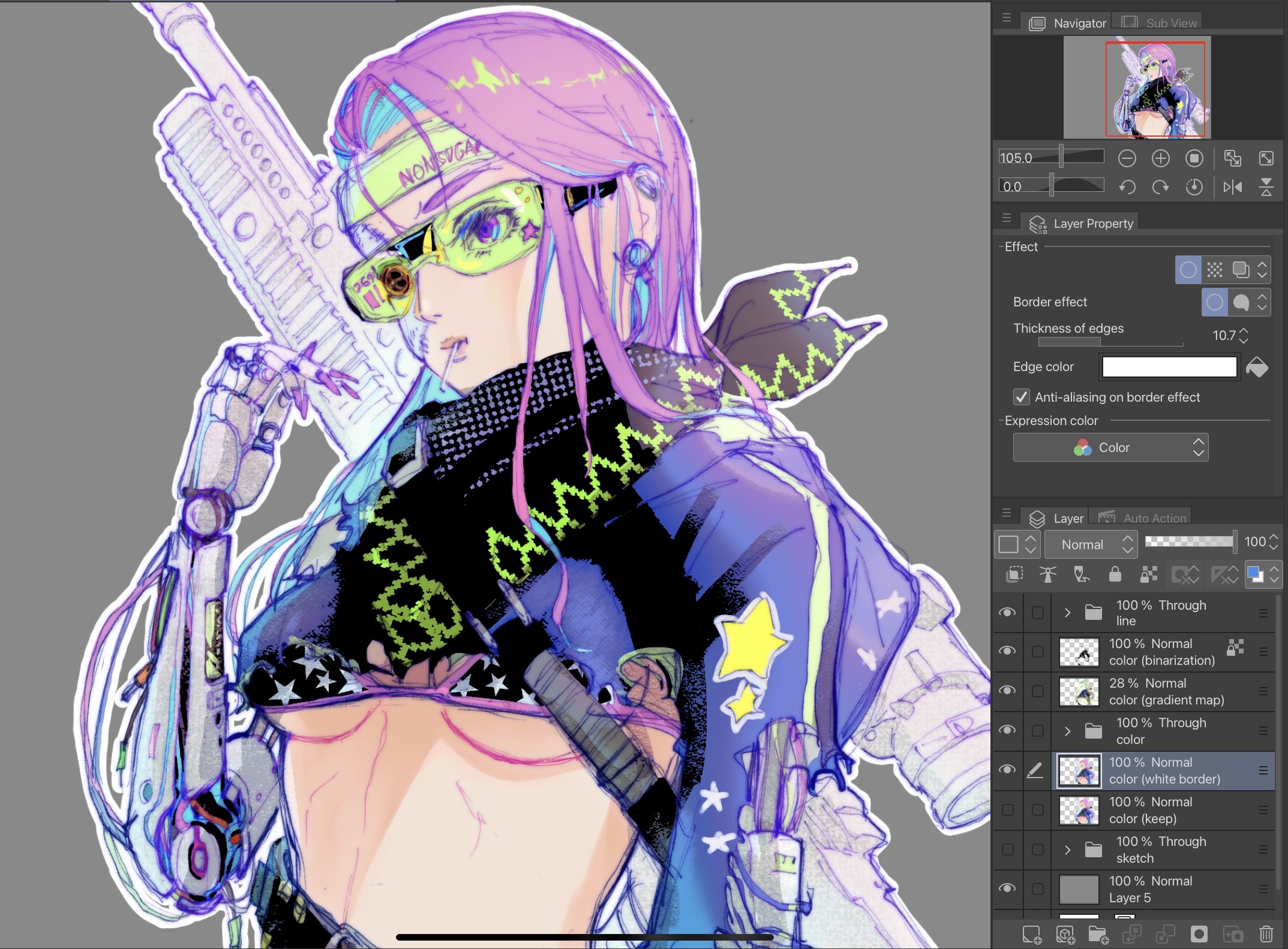 Cyberpunk-inspired drawing with Clip Studio Paint by meomeongungu
