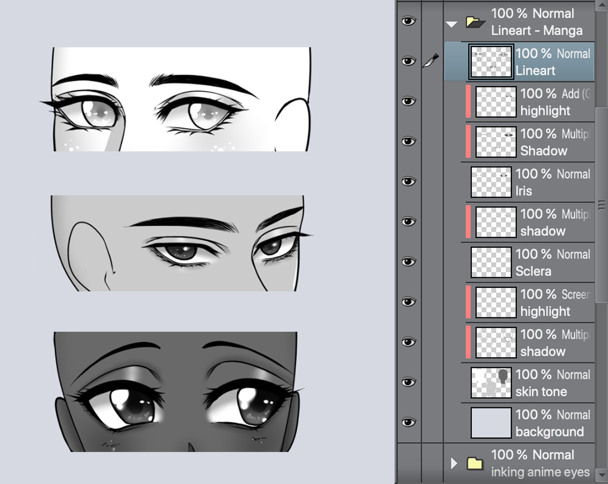 Male anime eye lineart - CLIP STUDIO ASSETS