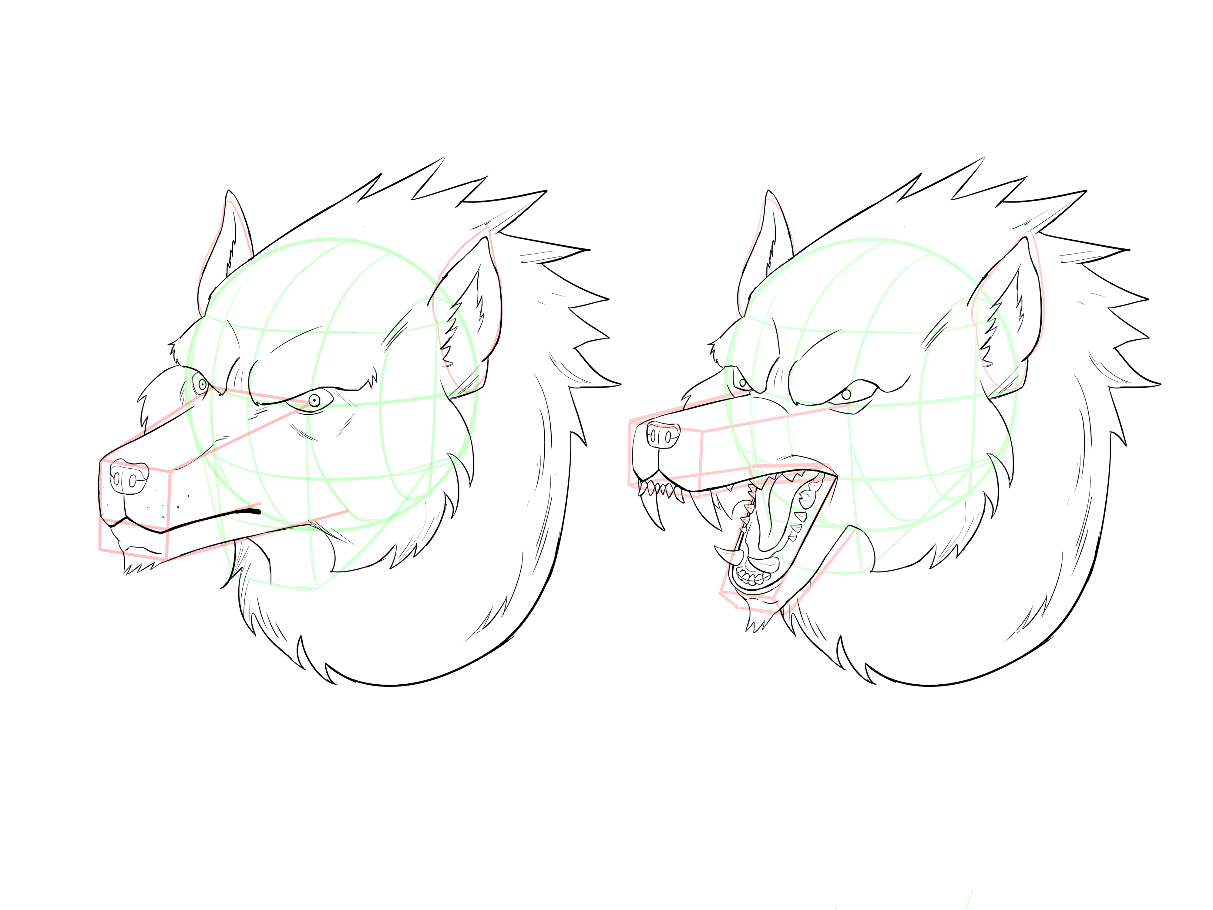 how to draw a werewolf head